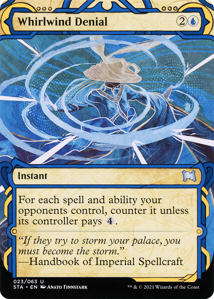 Whirlwind Denial [Etched Foil]  (STA-023) - [Strixhaven Mystical Archive]: (Showcase) (Borderless) - Trinity Hobby