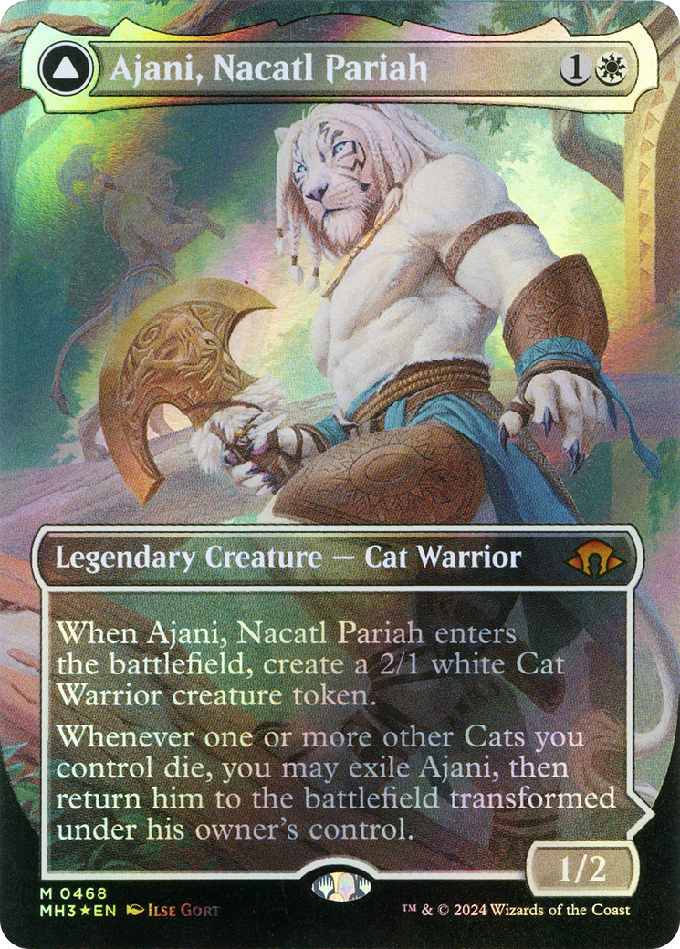 Ajani, Nacatl Pariah // Ajani, Nacatl Avenger (Borderless) (Textured Foil) [Modern Horizons 3] - Trinity Hobby