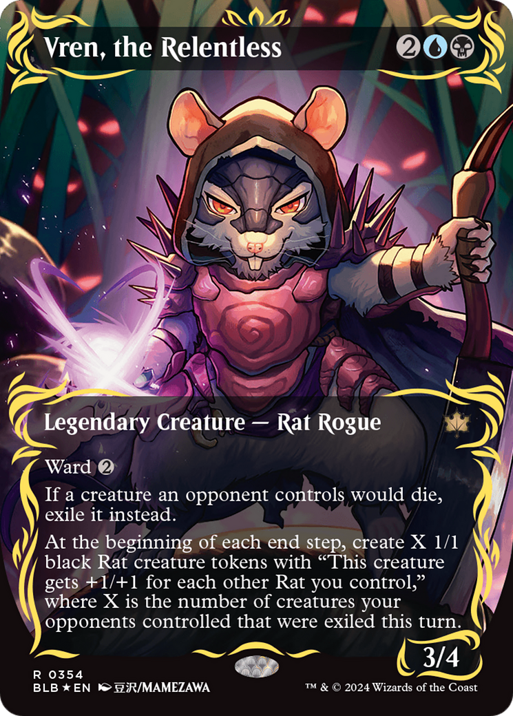 Vren, the Relentless (Borderless) (Raised Foil) [Bloomburrow] - Trinity Hobby