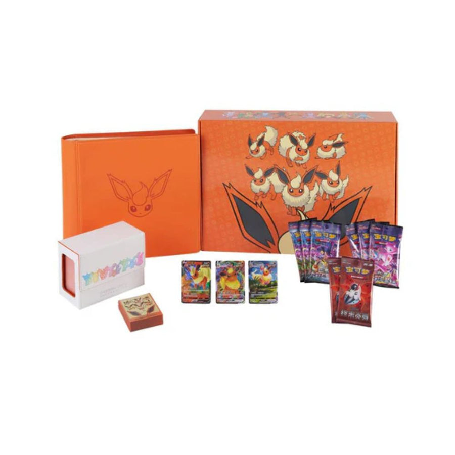 Simplified Chinese Pokemon Eevee Sealed Jumbo Collection Box - Flareon - Trinity Hobby