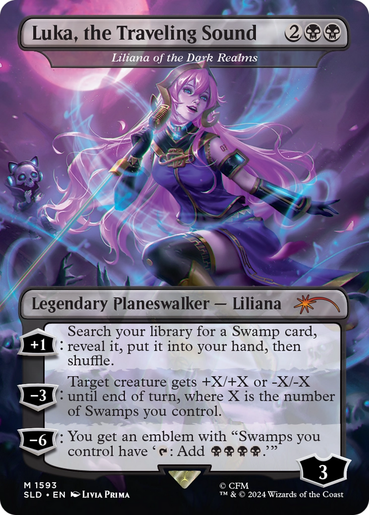 Liliana of the Dark Realms  [Foil]  (SLD-1593) - [Secret Lair Drop] / Luka, the Traveling Sound (Borderless) - Trinity Hobby