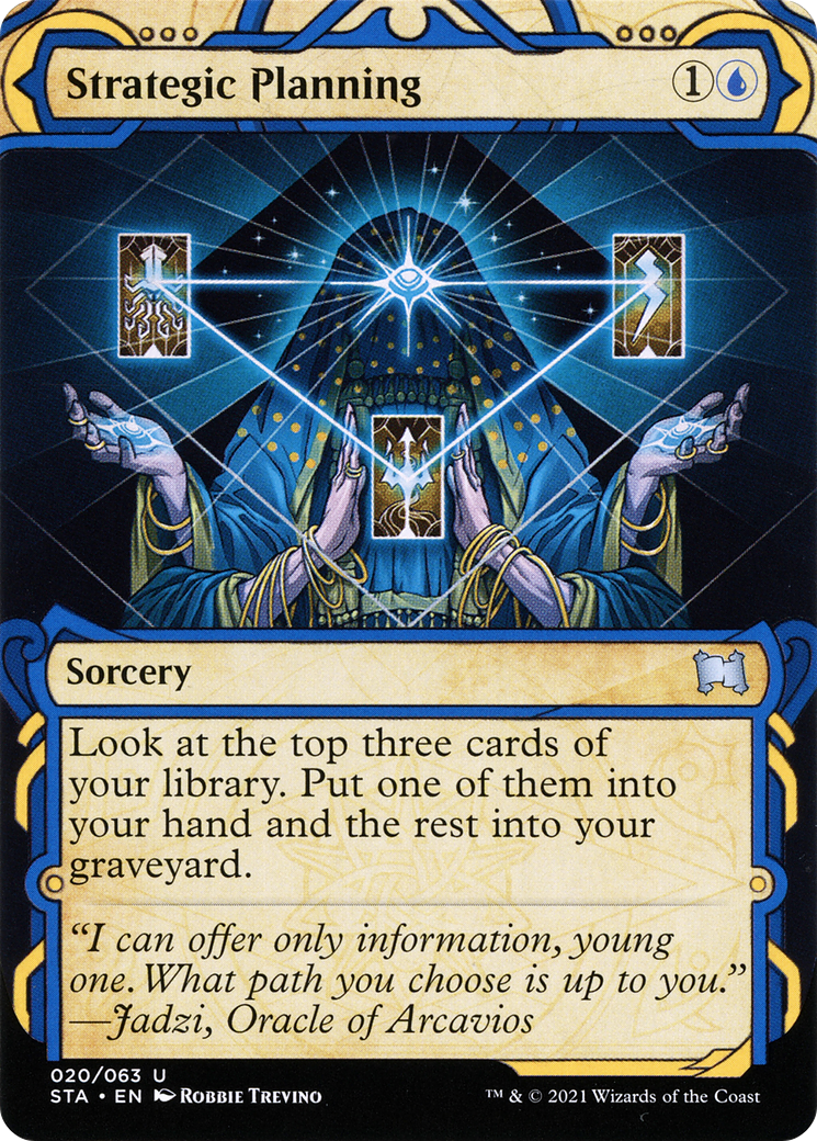 Strategic Planning [Etched Foil]  (STA-020) - [Strixhaven Mystical Archive]: (Showcase) (Borderless) - Trinity Hobby