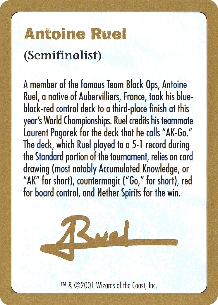 Antoine Ruel Bio [World Championship Decks 2001] - Trinity Hobby