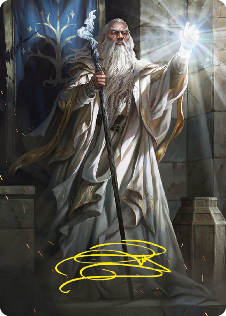 Gandalf the White Art Card (Gold-Stamped Signature)  (ASLTR-003) - [Tales of Middle-earth Art Series] (Borderless) - Trinity Hobby