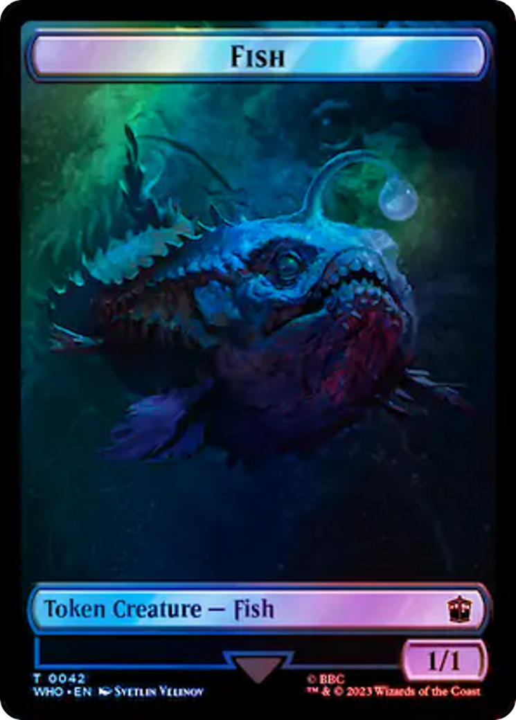 Fish // Cyberman Double-Sided Token (Surge Foil) [Doctor Who Tokens] - Trinity Hobby
