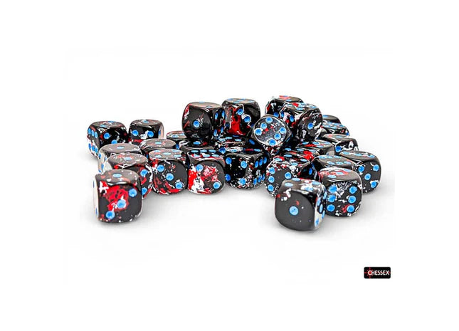 BRUSH 36D6 Dark Side/blue 12mm Dice Block - Trinity Hobby