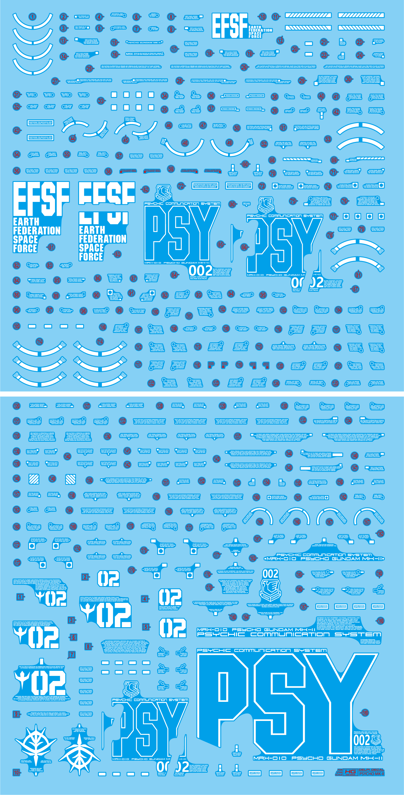 Delpi Decals HG PSYCHO MK-II WATER DECAL - Trinity Hobby