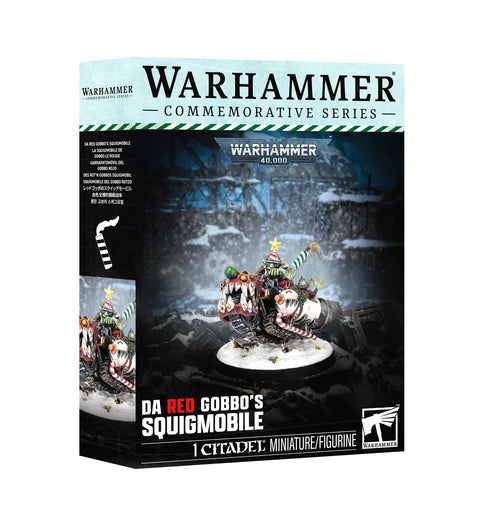 Miniature of Warhammer 40k Orks Da Red Gobbo's Squigmobile by Games Workshop, detailed model with green Ork and squig vehicle.