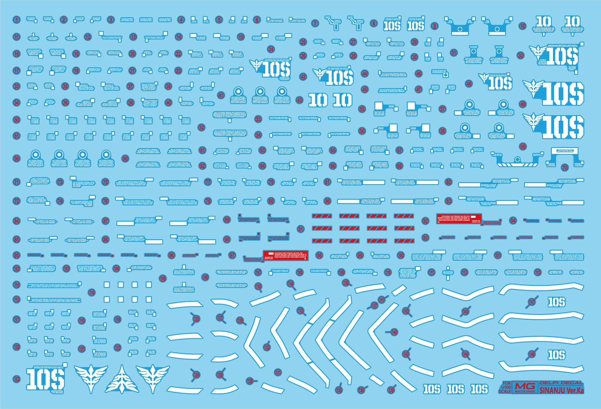 Delpi Decals MG SINANJU WHITE WATER DECAL (Sinanju Ver ka) - Trinity Hobby