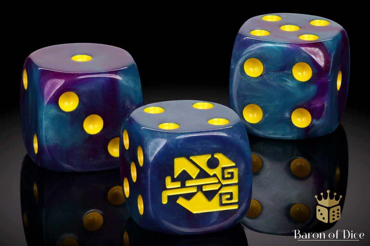 Baron of Dice - (ROUND EDGE) Aztec Lizard Dice - Turquoise [25 CT]