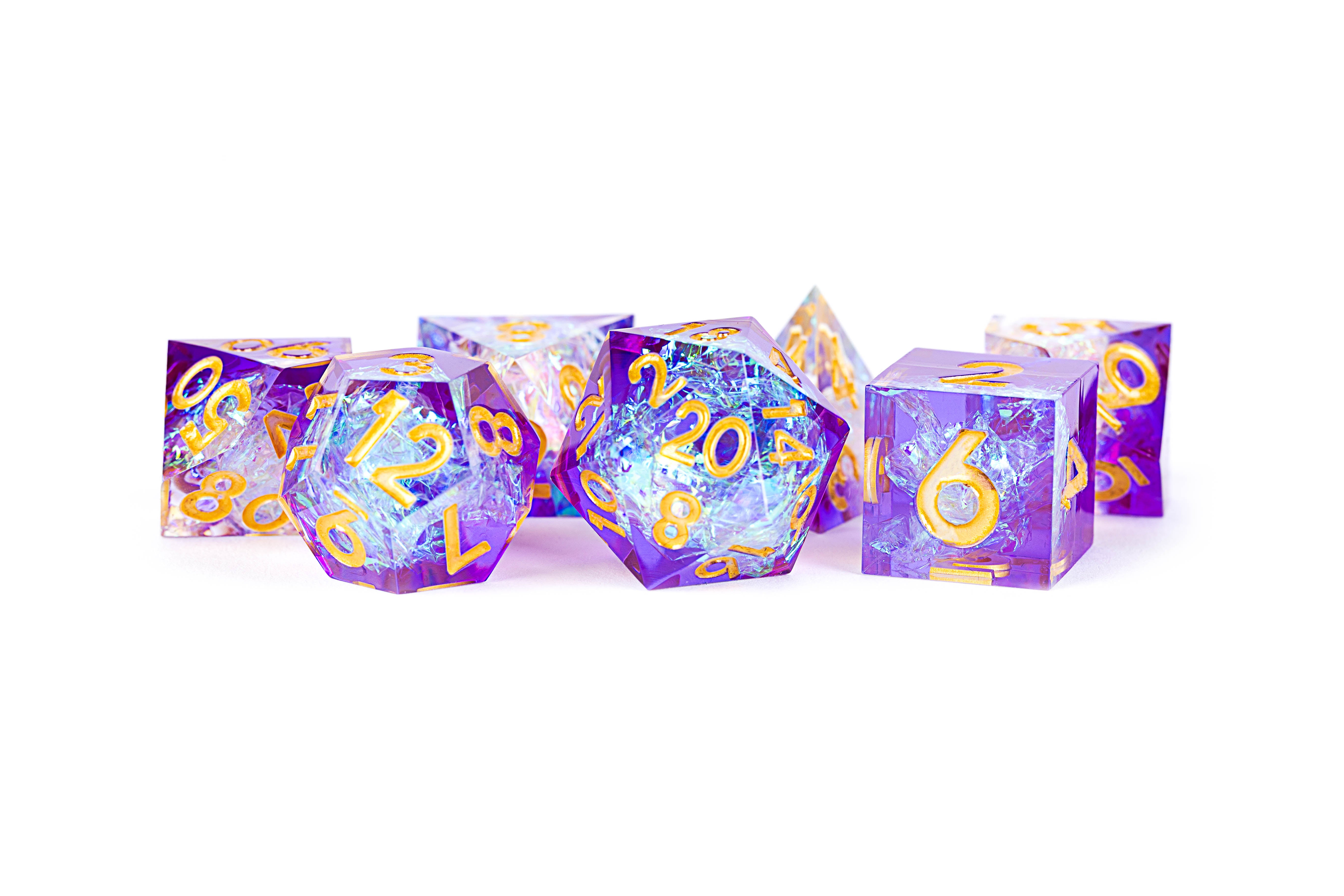 RESIN 7 DICE SET SHARP EDGE ROYAL GEODE