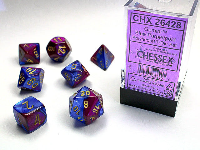 GEMINI 7-DIE SET BLUE-PURPLE/GOLD - Trinity Hobby