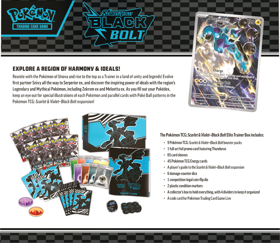 POKEMON ZSV105 BLACK BOLT ELITE TRAINER BOX (Limit 1) - Trinity Hobby