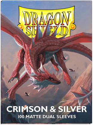 DRAGON SHIELD SLEEVES DUAL MATTE CRIMSON AND SILVER 100CT - Trinity Hobby