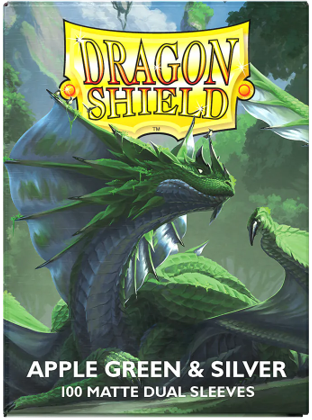 DRAGON SHIELD SLEEVES DUAL MATTE APPLE GREEN AND SILVER 100CT - Trinity Hobby