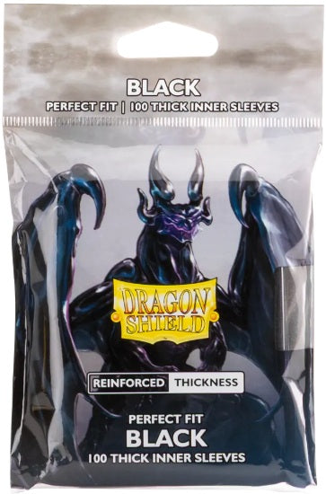 DRAGON SHIELD SLEEVES PERFECT FIT THICK INNER BLACK 100CT - Trinity Hobby