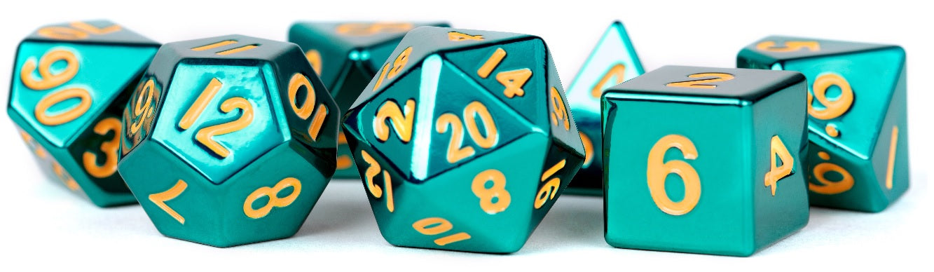 METAL 7 DICE SET TURQUOISE 16MM - Trinity Hobby