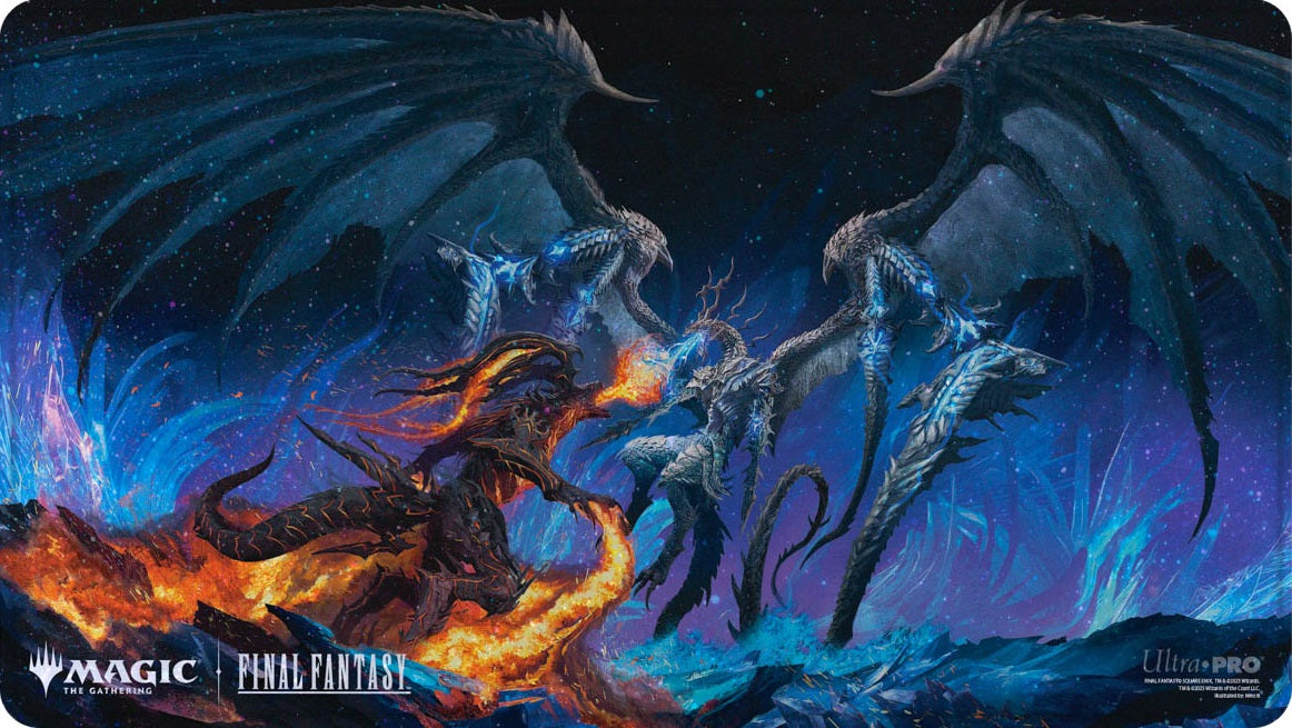 UP PLAYMAT MTG UNIVERSES BEYOND FINAL  FANTASY HOLOFOIL - Bahamut Vs Ifrit