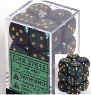 SCARAB 12D6 JADE/GOLD 16MM - Trinity Hobby