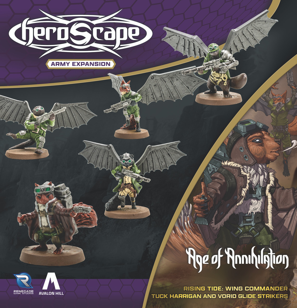 HEROSCAPE RISING TIDE WING COMMANDER TUCK HARRIGAN AND VORID GLIDESTRIKERS ARMY EXPANSION