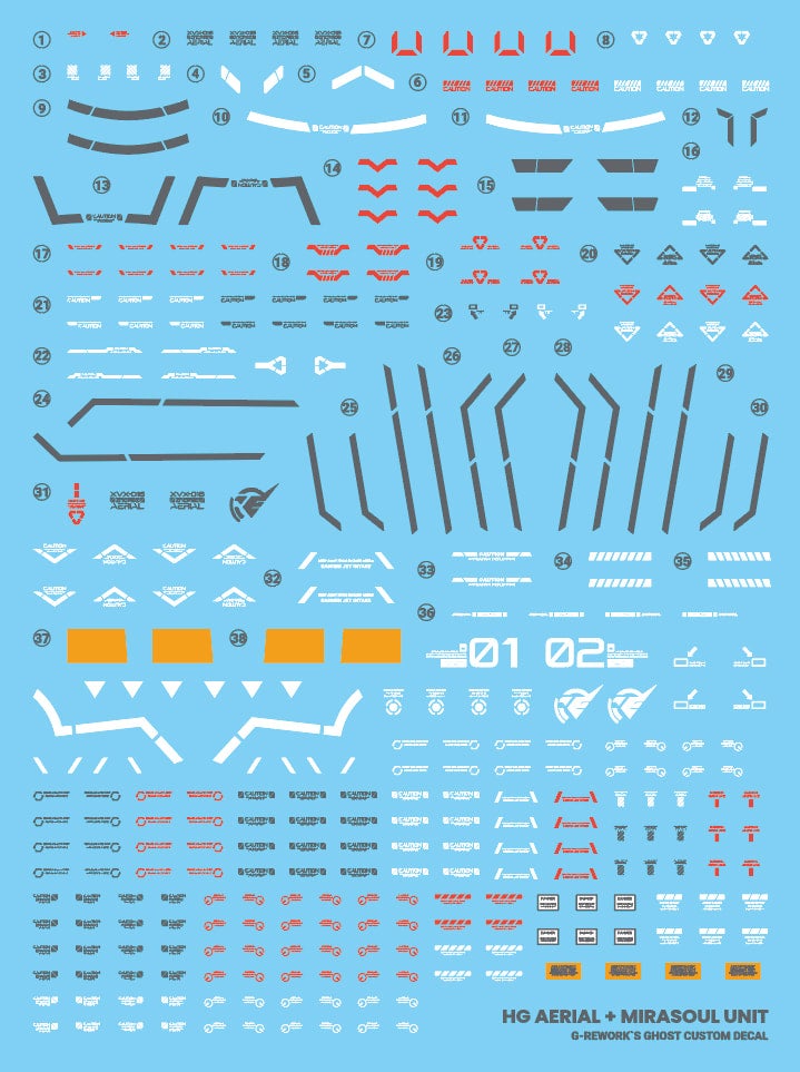 G-rework CD-H-WM13 - Gundam Aerial + Mirasoul Unit Water Decal [G-REWORK] - Trinity Hobby