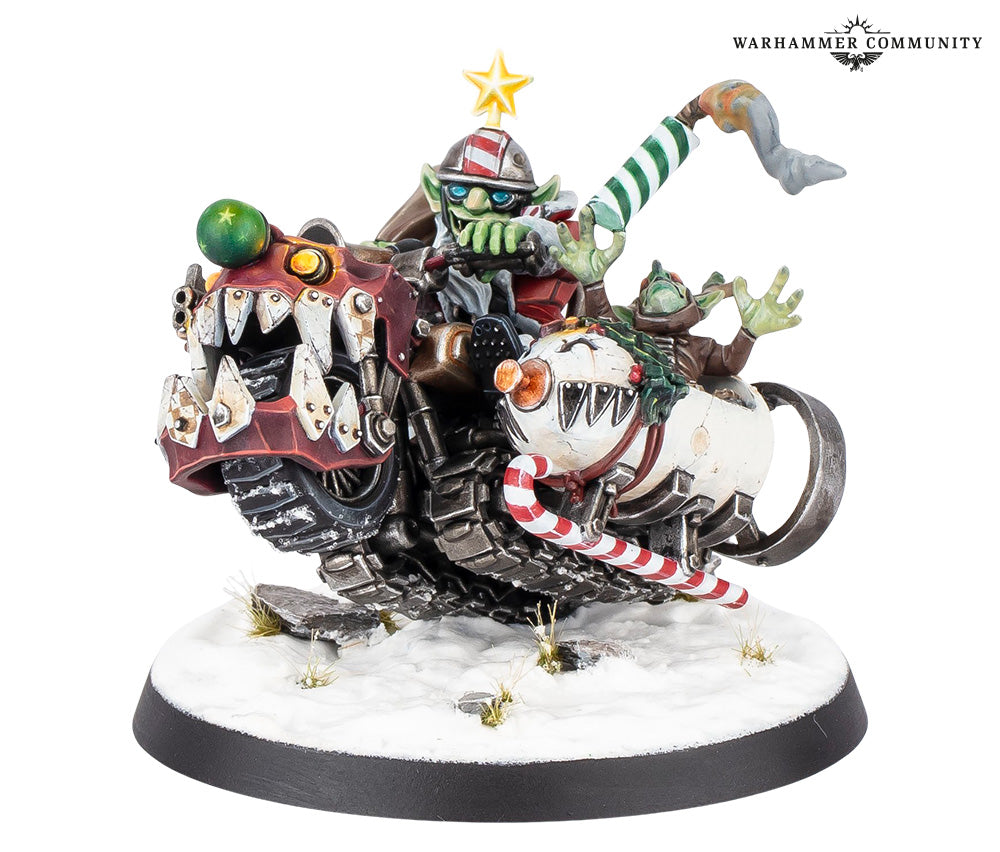 Miniature of Warhammer 40k Orks Da Red Gobbo's Squigmobile by Games Workshop, featuring a detailed Ork vehicle with red gobbo driver.