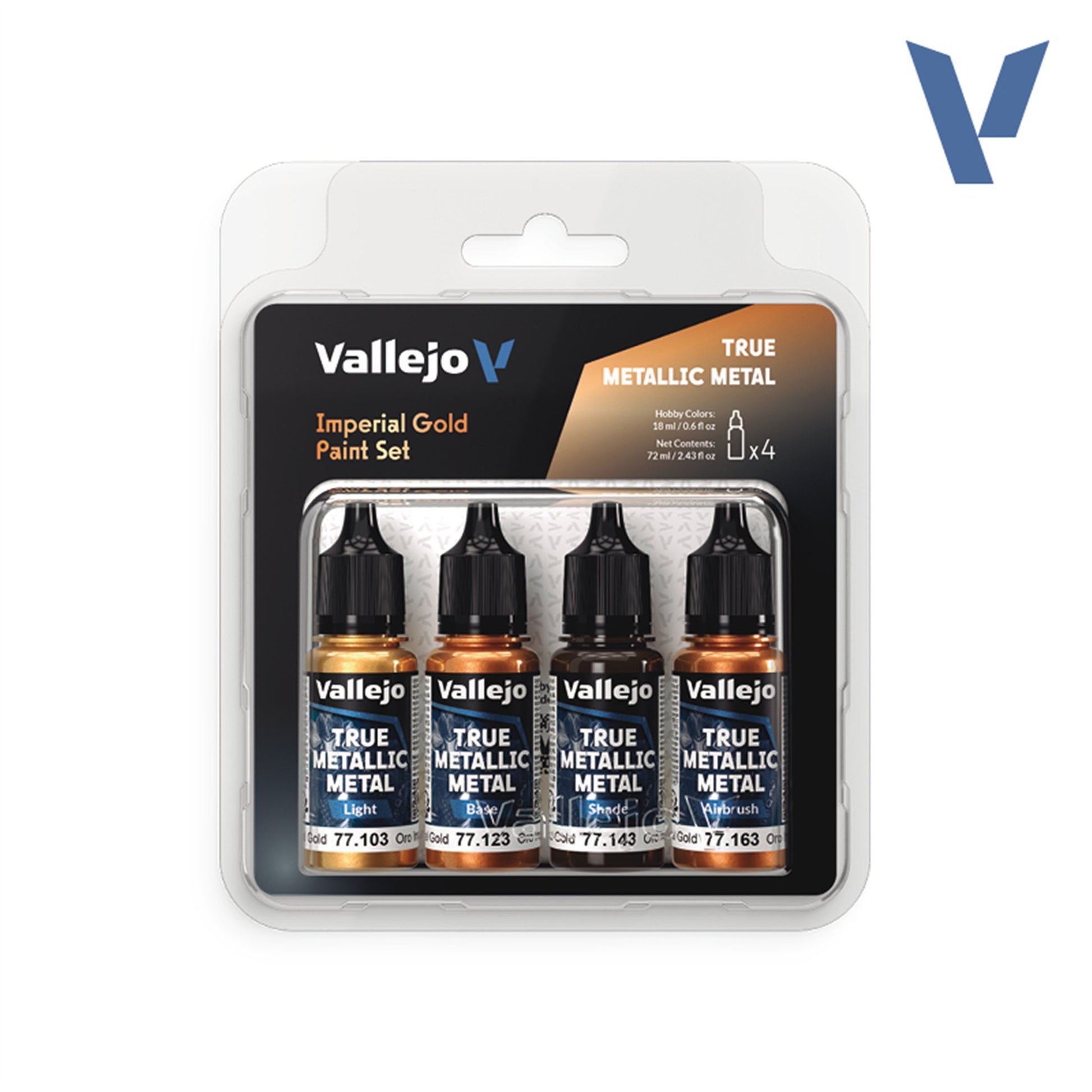 Vallejo True Metallic Metal – Imperial Gold Paint Set (4 x 18ml) - Trinity Hobby
