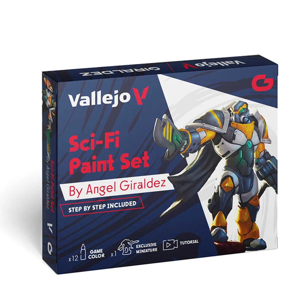 Vallejo SCI-FI PAINT SET - 12 COLOURS + FIGURE - Trinity Hobby