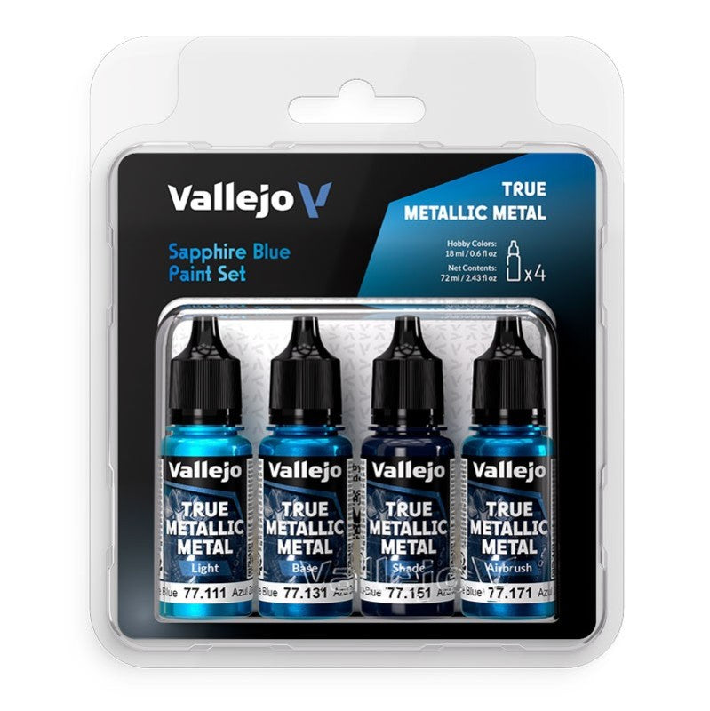 Vallejo True Metallic Metal – Sapphire Blue Paint Set (4 x 18ml) - Trinity Hobby