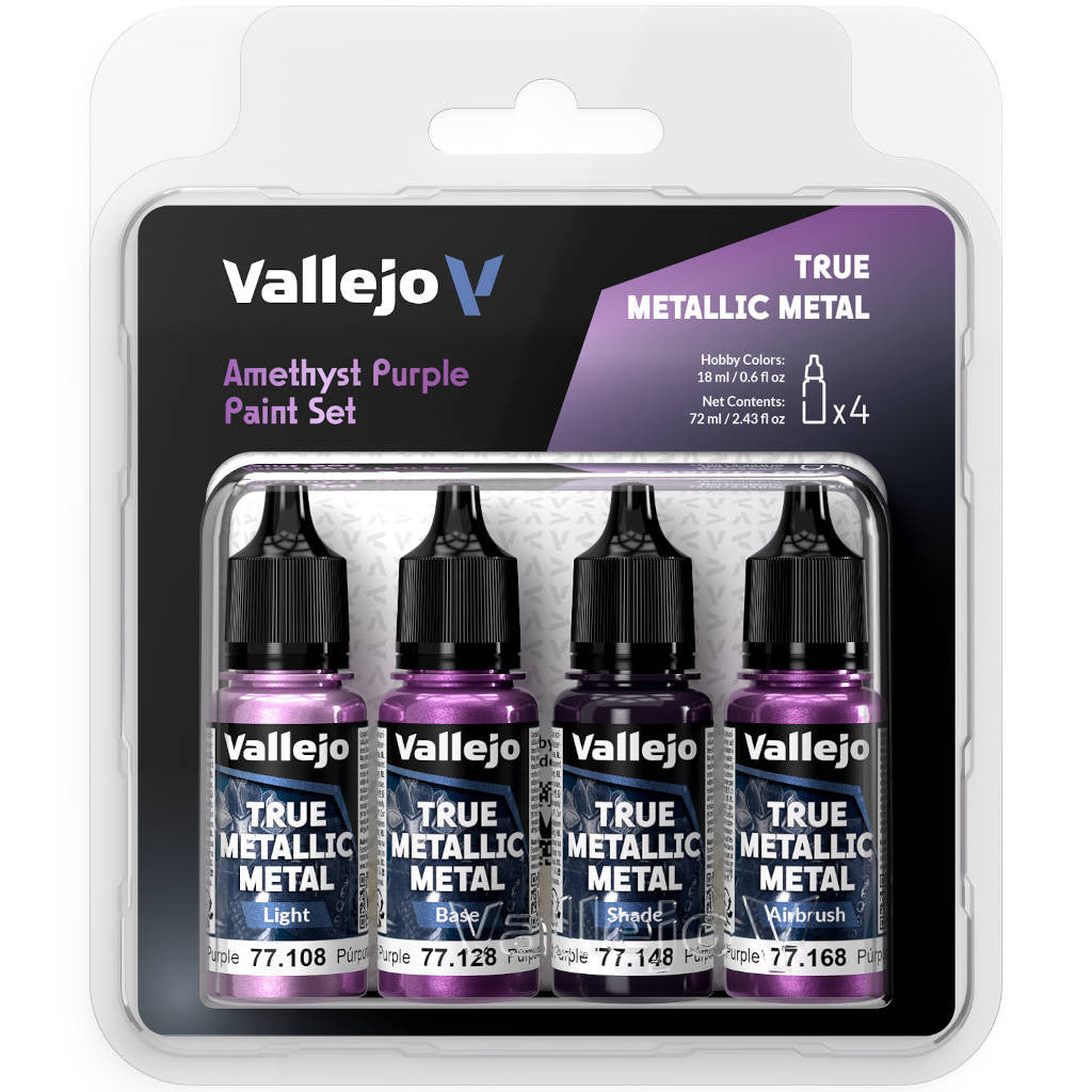 Vallejo True Metallic Metal – Amethyst Purple Paint Set (4 x 18ml) - Trinity Hobby