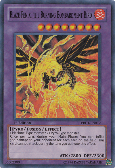 Blaze Fenix, the Burning Bombardment Bird [PRC1-EN012] Super Rare - Trinity Hobby