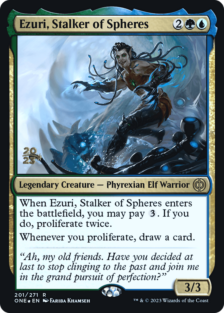 Ezuri, Stalker of Spheres [Phyrexia: All Will Be One Prerelease Promos] - Trinity Hobby