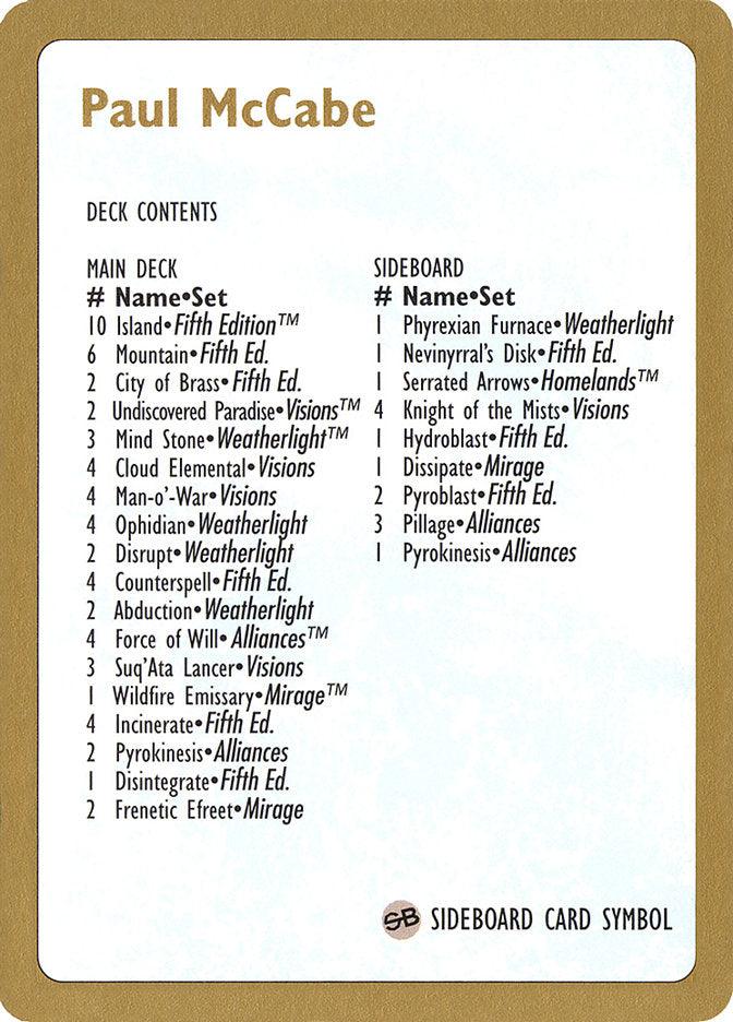 Paul McCabe Decklist [World Championship Decks 1997] - Trinity Hobby