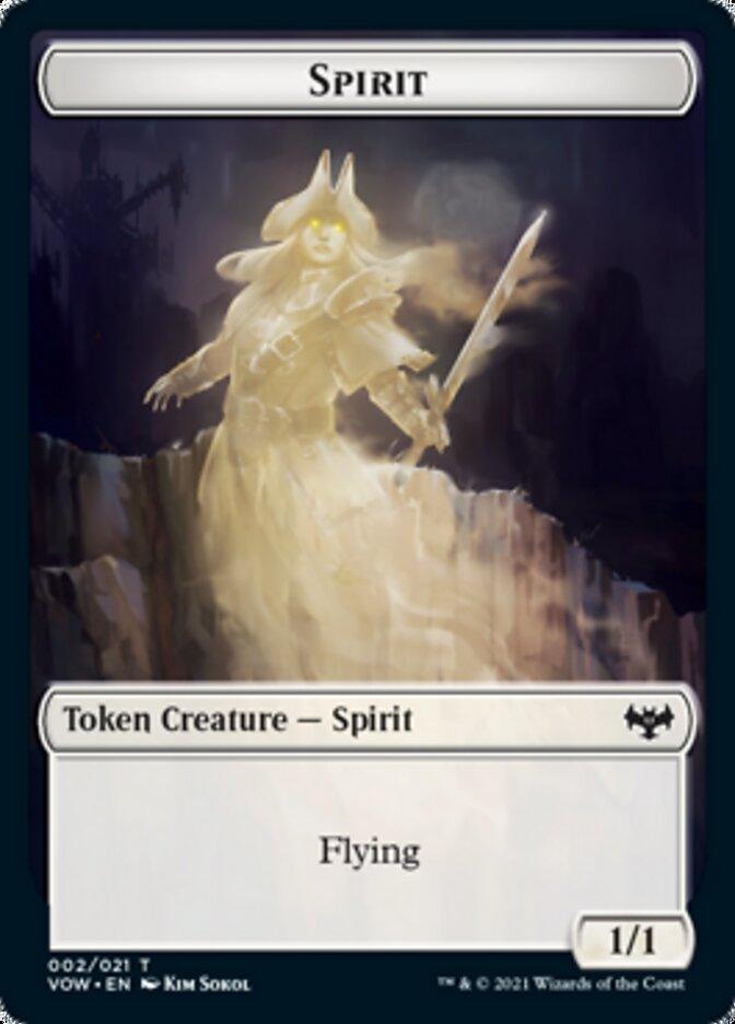 Spirit (001) // Spirit (002) Double-Sided Token [Innistrad: Crimson Vow Commander Tokens] - Trinity Hobby