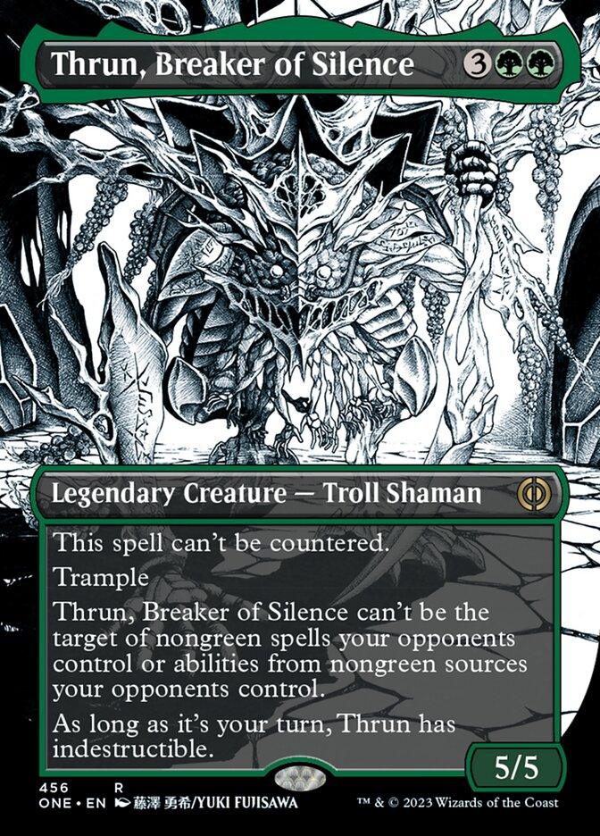 Thrun, Breaker of Silence (Borderless Manga Step-and-Compleat Foil) [Phyrexia: All Will Be One] - Trinity Hobby