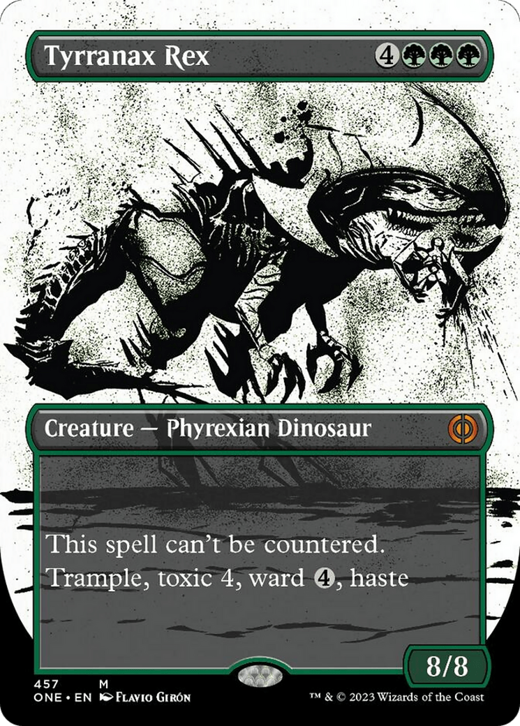 Tyrranax Rex (Borderless Ichor Step-and-Compleat Foil) [Phyrexia: All Will Be One] - Trinity Hobby