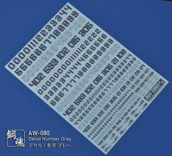 Madworks: Madworks AW-080 Waterslide Decal - Numbers (Gray) - Trinity Hobby