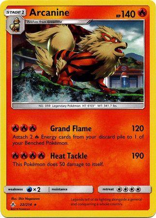Arcanine (22/214) (Cosmos Holo) [Sun & Moon: Unbroken Bonds] - Trinity Hobby