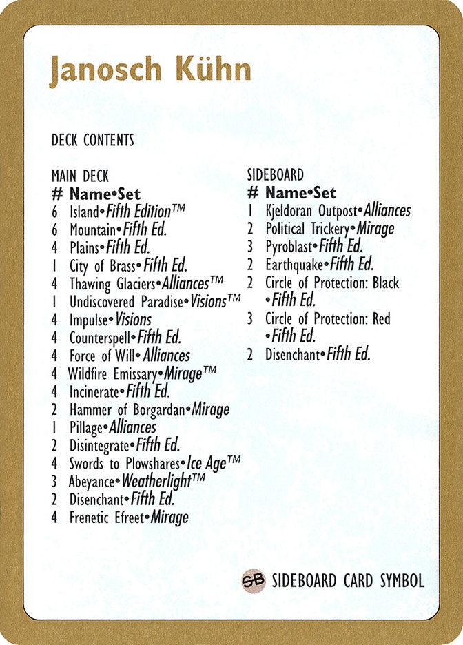 Janosch Kuhn Decklist 1997 [World Championship Decks 1997] - Trinity Hobby