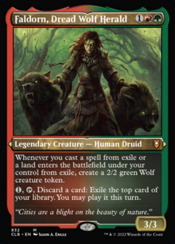 Faldorn, Dread Wolf Herald (Display Commander) (Foil Etched) [Commander Legends: Battle for Baldur's Gate] - Trinity Hobby