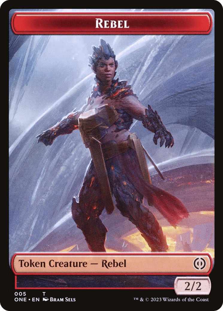 Rebel // Phyrexian Germ Double-Sided Token [Phyrexia: All Will Be One Commander Tokens] - Trinity Hobby