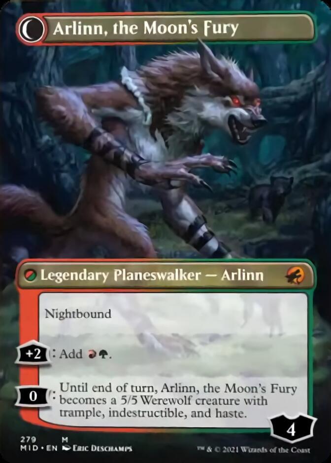 Arlinn, the Pack's Hope // Arlinn, the Moon's Fury (Borderless) [Innistrad: Midnight Hunt] - Trinity Hobby