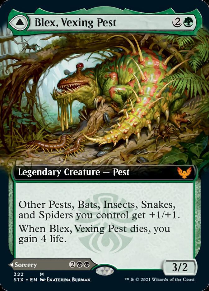 Blex, Vexing Pest // Search for Blex (Extended Art) [Strixhaven: School of Mages] - Trinity Hobby
