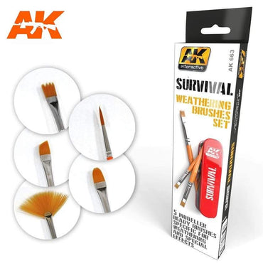 AK Interactive: AK Interactive Survival Weathering Brush Set - Trinity Hobby