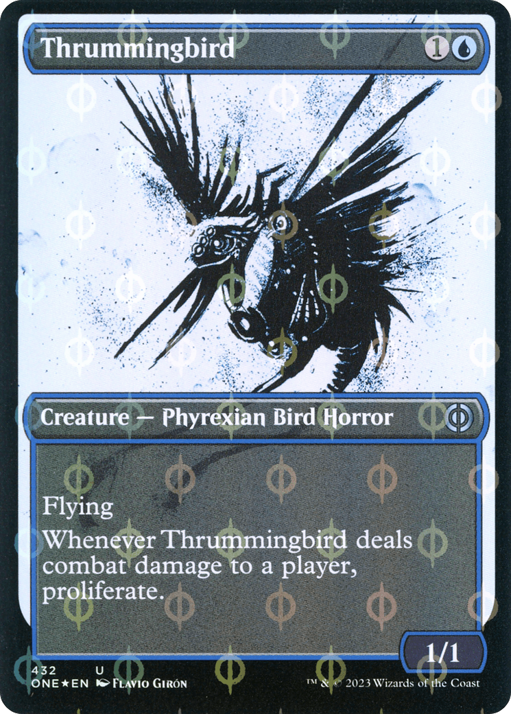 Thrummingbird (Showcase Ichor Step-and-Compleat Foil) [Phyrexia: All Will Be One] - Trinity Hobby