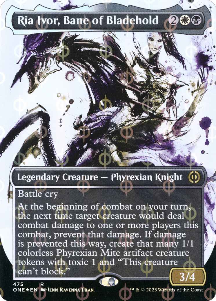 Ria Ivor, Bane of Bladehold (Borderless Ichor Step-and-Compleat Foil) [Phyrexia: All Will Be One] - Trinity Hobby