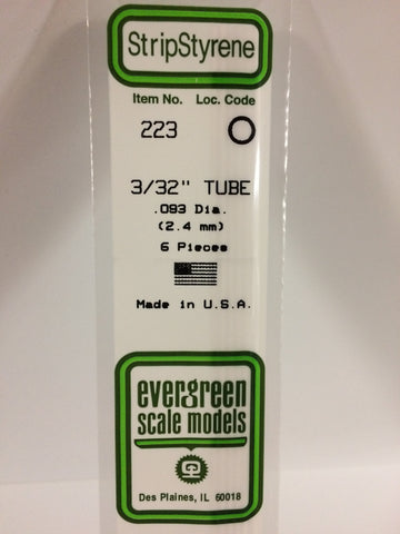Evergreen: Evergreen .093 inches (2.4mm) TUBE 3/32 inches 6/pk - Trinity Hobby