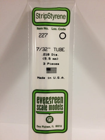 Evergreen: Evergreen .219 inches  5.5mm TUBE 7/32 inches 3/PK - Trinity Hobby