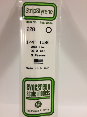 Evergreen: Evergreen .250 inches (6.3mm) TUBE 1/4 inches 3/PK - Trinity Hobby