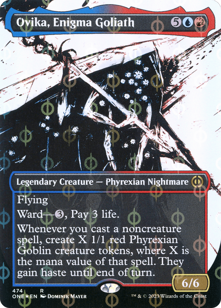 Ovika, Enigma Goliath (Borderless Ichor Step-and-Compleat Foil) [Phyrexia: All Will Be One] - Trinity Hobby